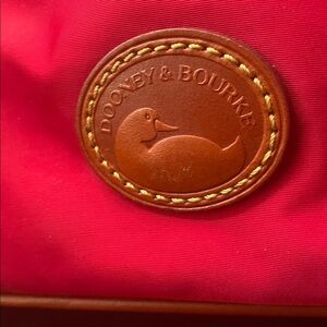 Dooney & Bourke Red Nylon Backpack with Leather Trim